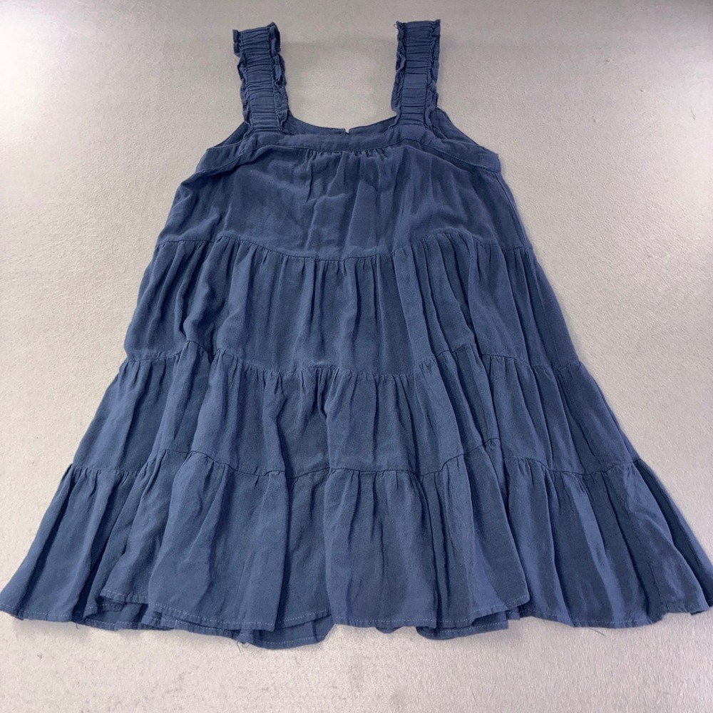 Shinestar Mini Dress Women Small Blue Tiered Ruffle Strap Babydoll